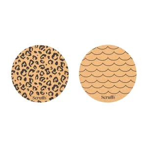 Scruffs Rundt Matskål underlag i KORK (sett m/2stk) Bølge & Leopard print ø25cm