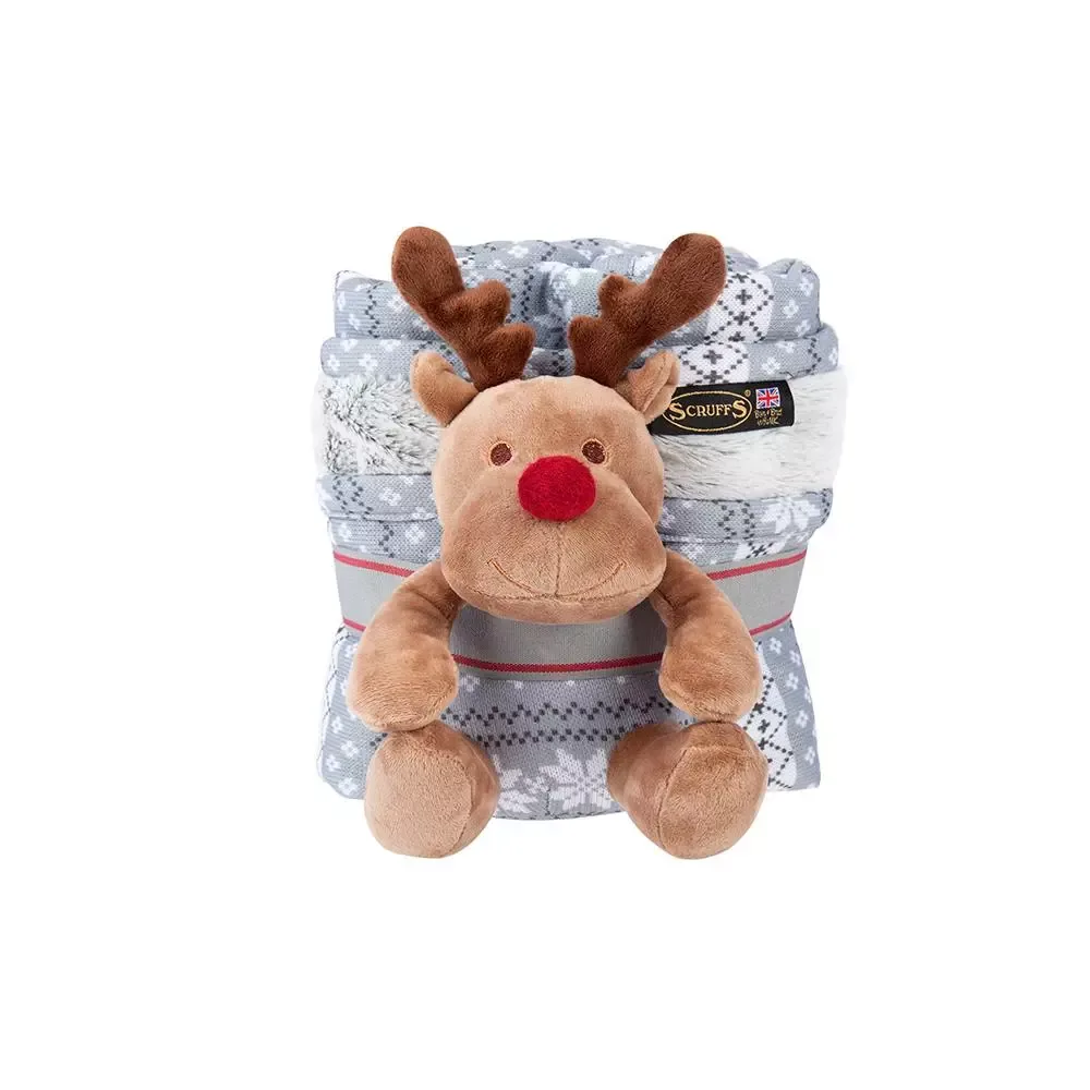 Scruffs Santa Paws Blanket & Reindeer Gift Set 110×72,5 GRÅ