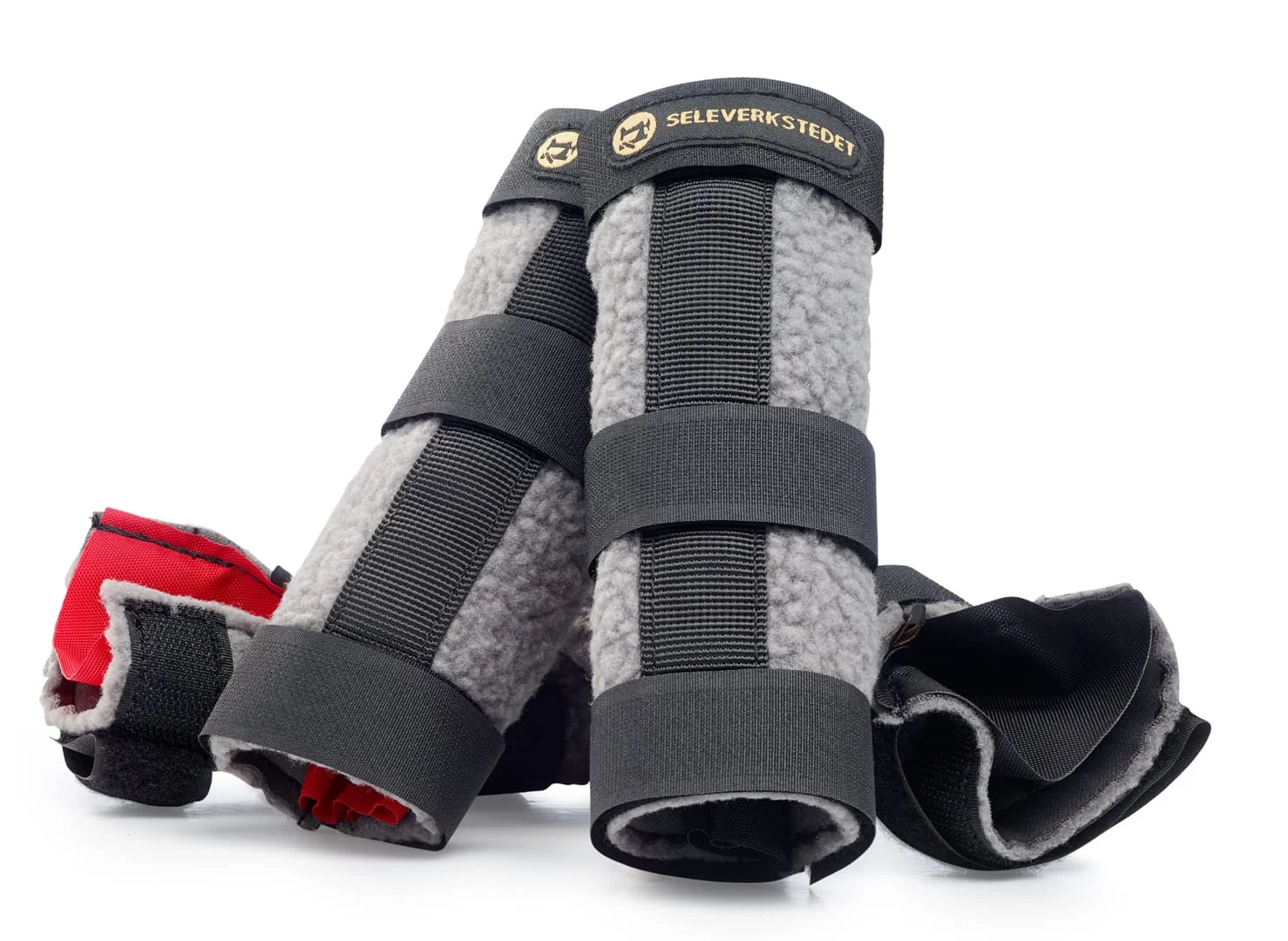 Seleverkstedet Fleece dog leg protector grå skaremansjetter 4pakk L