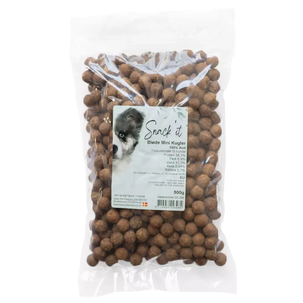 Snack’it Myke Mini-kuler 100 % And (500g) – Saftige treningsgodbiter til hund