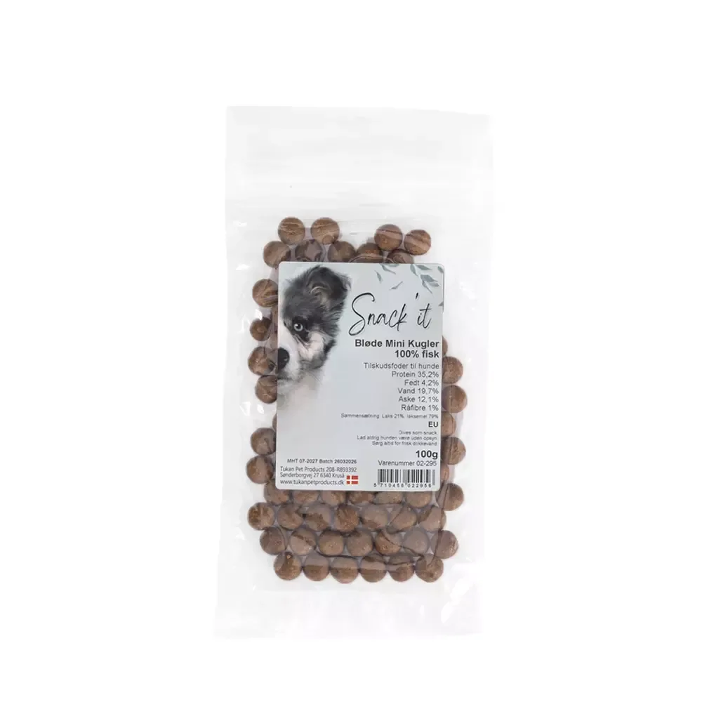 Snack’it Myke Mini-kuler 100 % Fisk (100g) – Perfekte treningsgodbiter med laks
