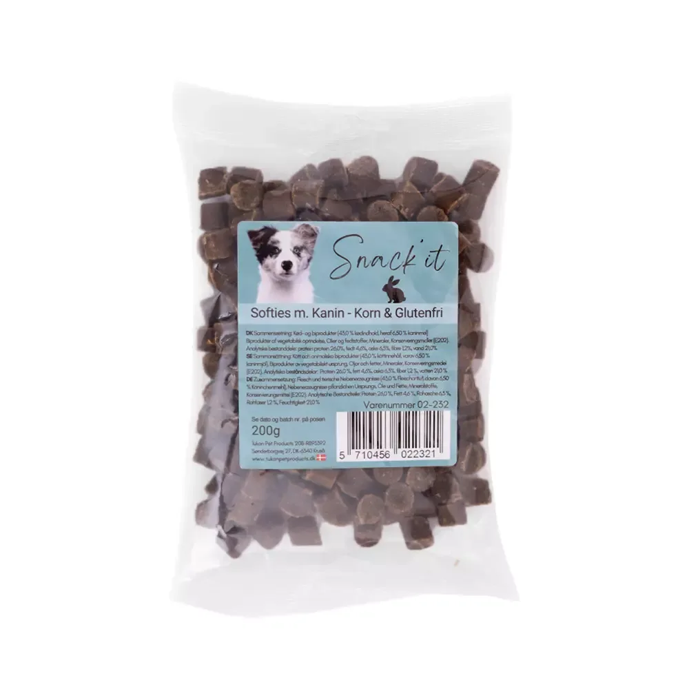 Snack’it Softies med kanin 200g – Myke, kornfrie og glutenfrie treningsgodbiter