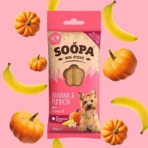 Soopa banan og gresskar mini tyggesticks
