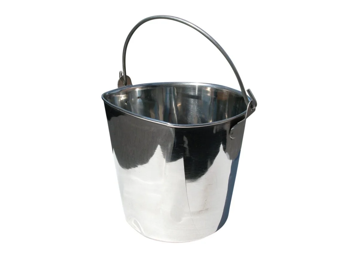 Stålbøtte med flat side 1,9l