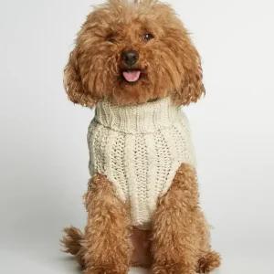 Strikket hundegenser 100% ull – offwhite