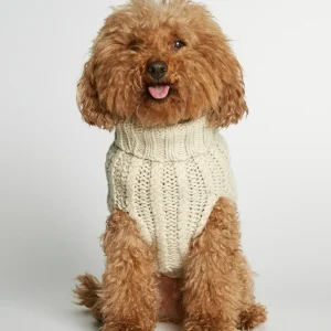 Strikket hundegenser 100% ull – offwhite