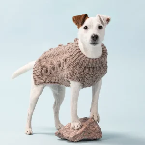 Strikket hundegenser i ull – lysebrun