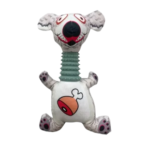 Tandplejebamse med gummihals og piv, grå, 30 cm