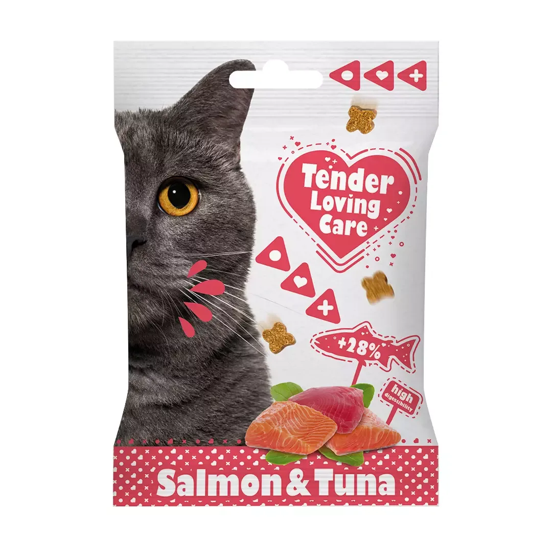 Tender Loving Care Soft Snack Katt M/Laks & Tunfisk 50G (12Stk)