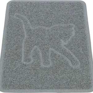 Teppe til kattebakke PVC m/katt lysegrå 48x35cm