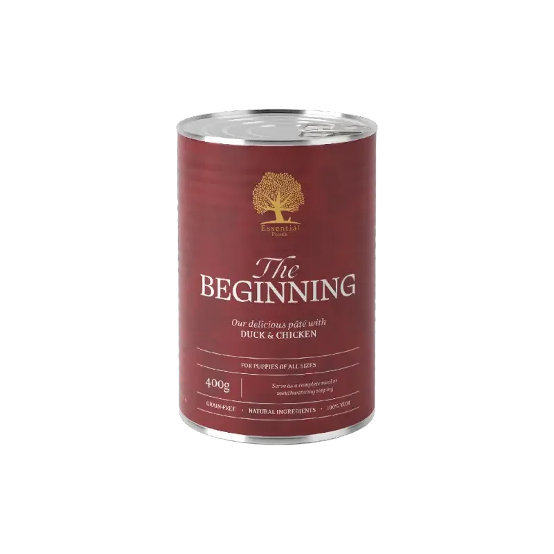 The Beginning Pâté 400 g – Kornfri våtpâté med and & kylling til valper