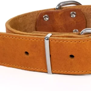 Top Leather halsbånd, oljet, naglet og sydd, Cognac brun 12mm*30cm