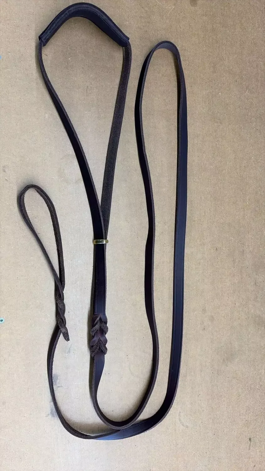 Top Leather «Schæfer» Braided oljet leiebånd brun, 12mm x 250 cm