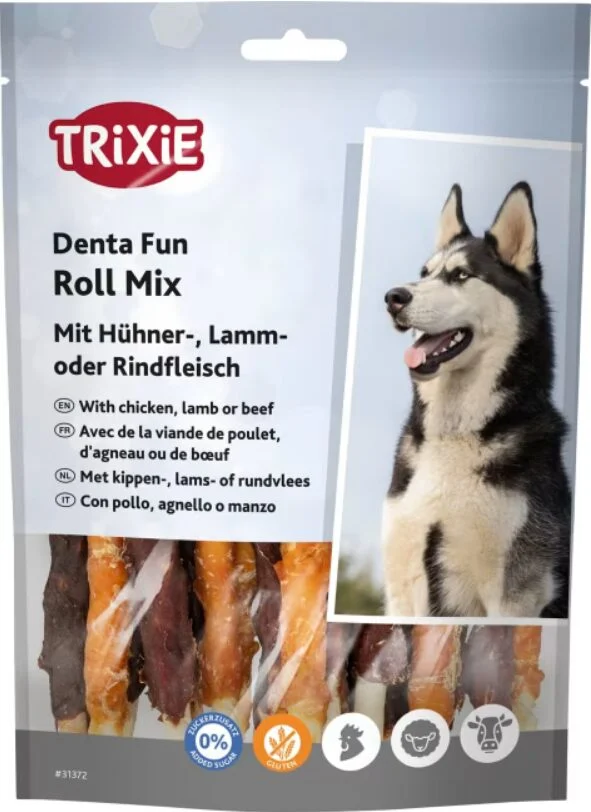 Trixie Tyggerull Natur Mix M/Kylling, Lam & Biff 10cm 250g