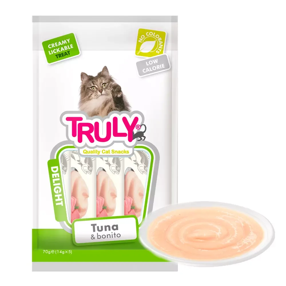 Truly Cat Slikkesnacks Tunfisk & Bonito 70g (5-pk) – Kremet Godbit med Taurin