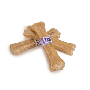 Tyggebein av presset r氓hud - natur 21 cm