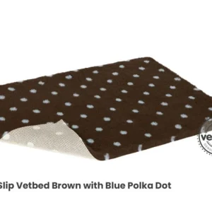 VetBed Nonslip Brun m/blå prikker 100x75cm
