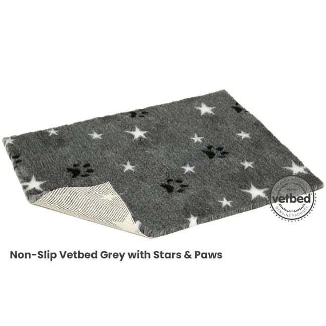 VetBed Nonslip Grå Stars and Paws 100x75cm
