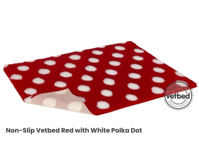 VetBed Nonslip Rød m/hvite prikker 150x100cm