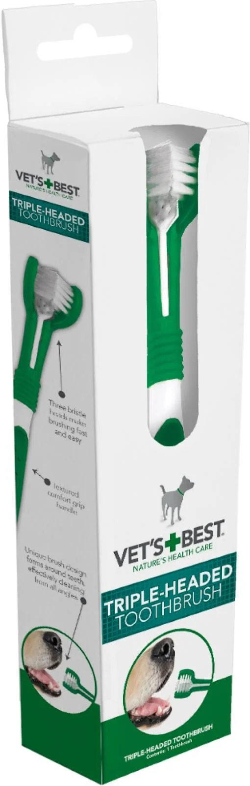 Vets Best 3-delt Tannbørste 21cm