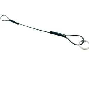 VIP Nakkeline 35cm 3mm syrefast wire med svart PVC og nøkkelring i en ende