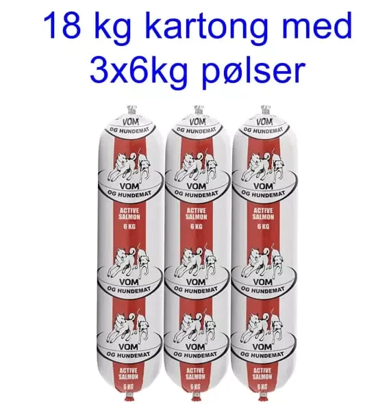 VOM 18 kg Active fullfôr m/Laks (NORSK) (3*6 kg pølser)