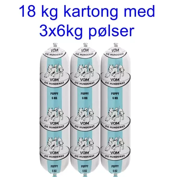 VOM 18 kg Puppy (3*6 kg pølser)