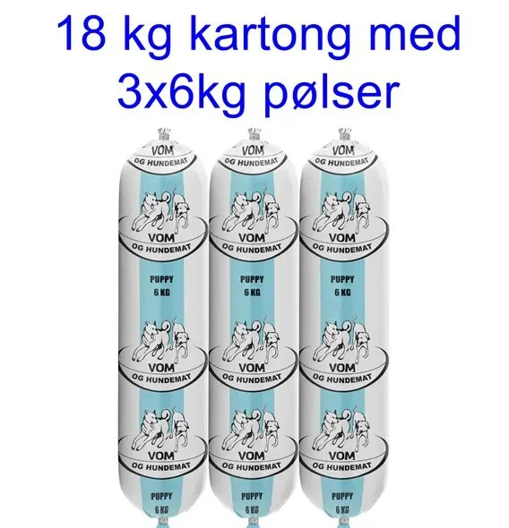 Vom Puppy fullfôr 18kg (3x6kg pølse) - Image 2