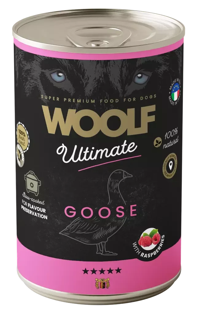 Woolf Boksemat Gås med bringebær 400g
