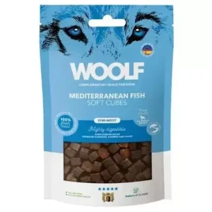 Woolf Soft Cubes Mediterranean fisk 100g – Naturlige og myke hundegodbiter med 85% fersk hvitfisk