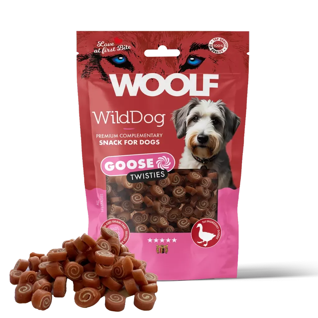 Woolf Wilddog Soft Twisties Gås med Torsk godtbiter 100g