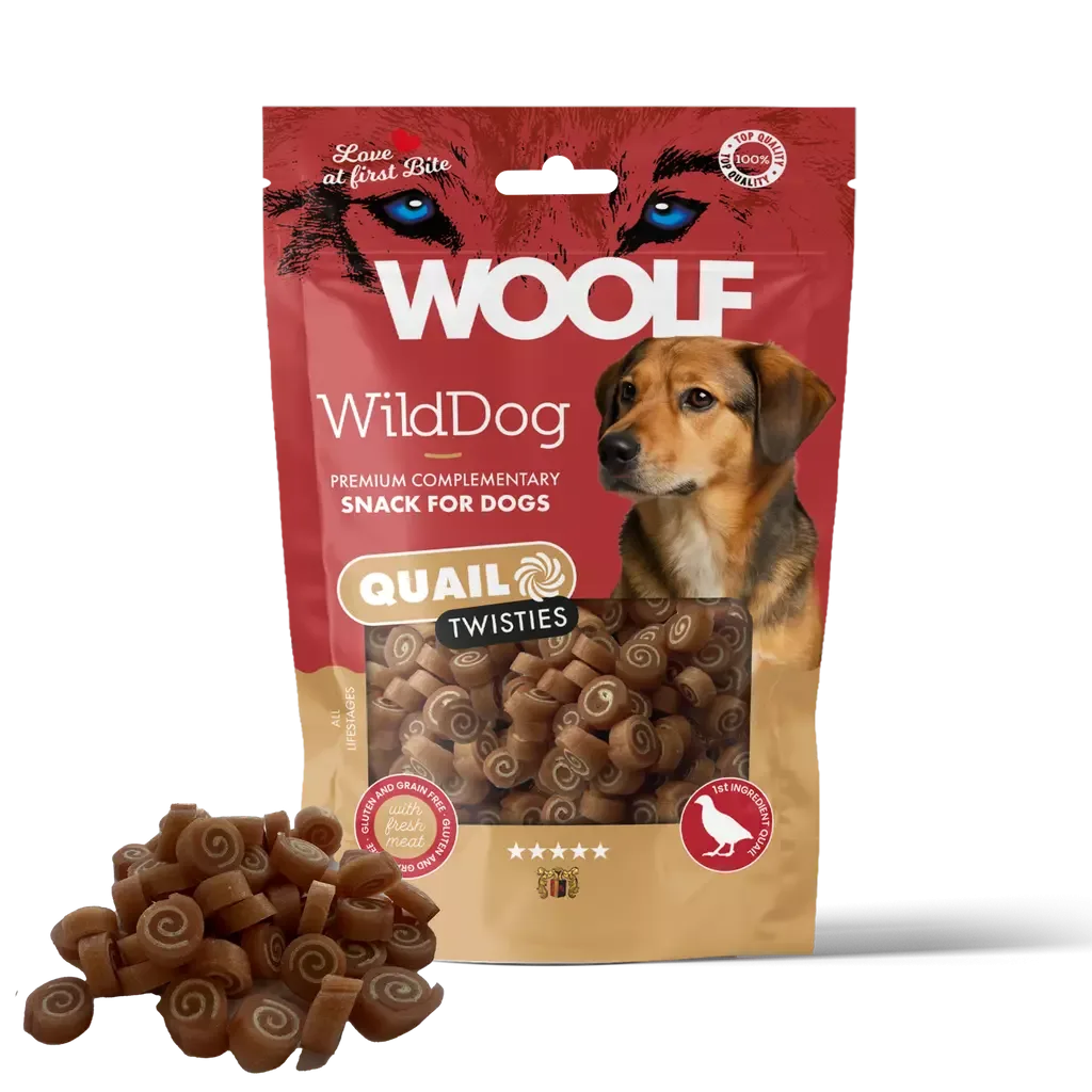 Woolf Wilddog Soft Twisties Vaktel med Torsk godtbiter 100g