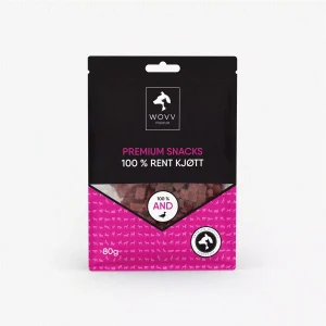 WOVV Godbiter av And ,80g. – Kornfrie og små biter til hund