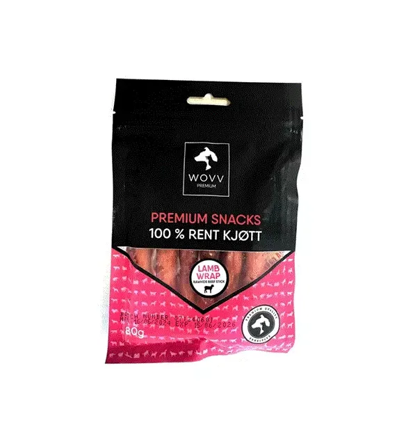 WOVV Tyggepinner m/lam, 80g. (8pkn)